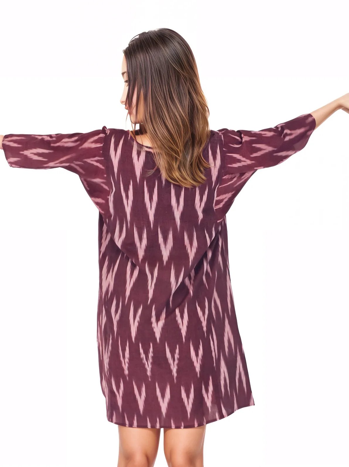100% Cotton Burgundy Kaftan – Lightweight, Breathable & Stylish | Tenku Designs - Tenku Designs