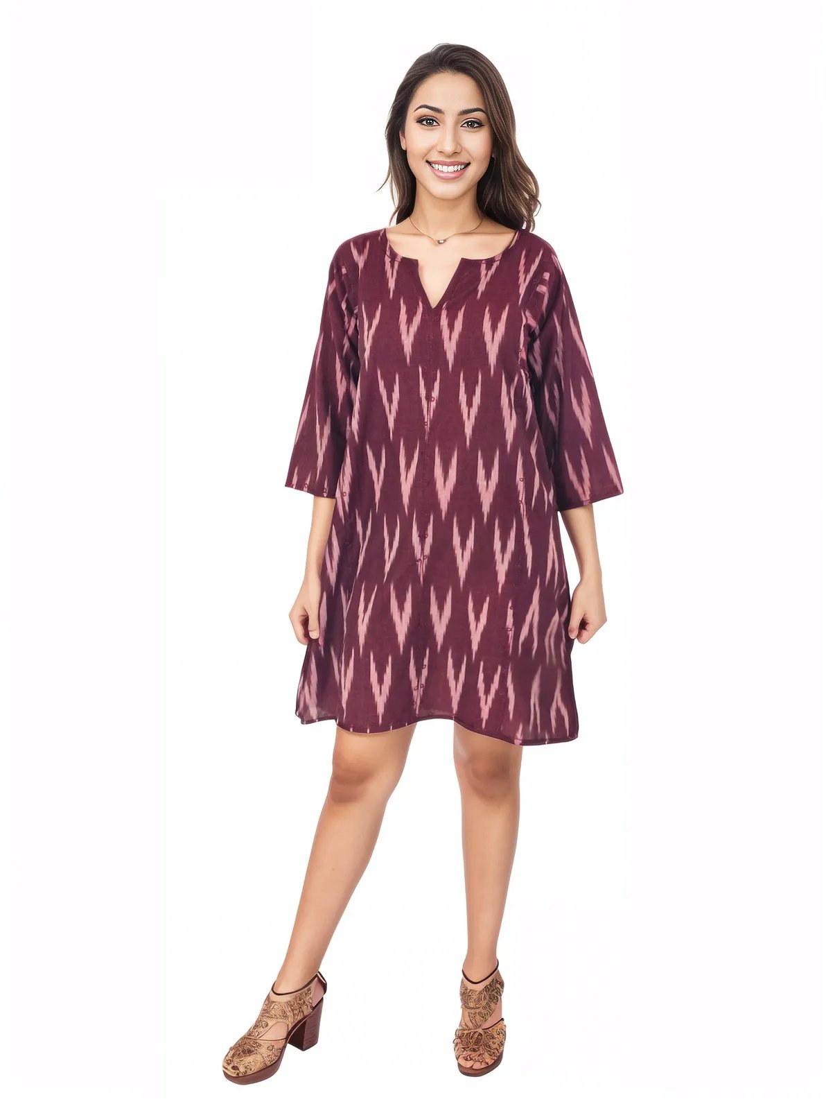 100% Cotton Burgundy Kaftan – Lightweight, Breathable & Stylish | Tenku Designs - Tenku Designs
