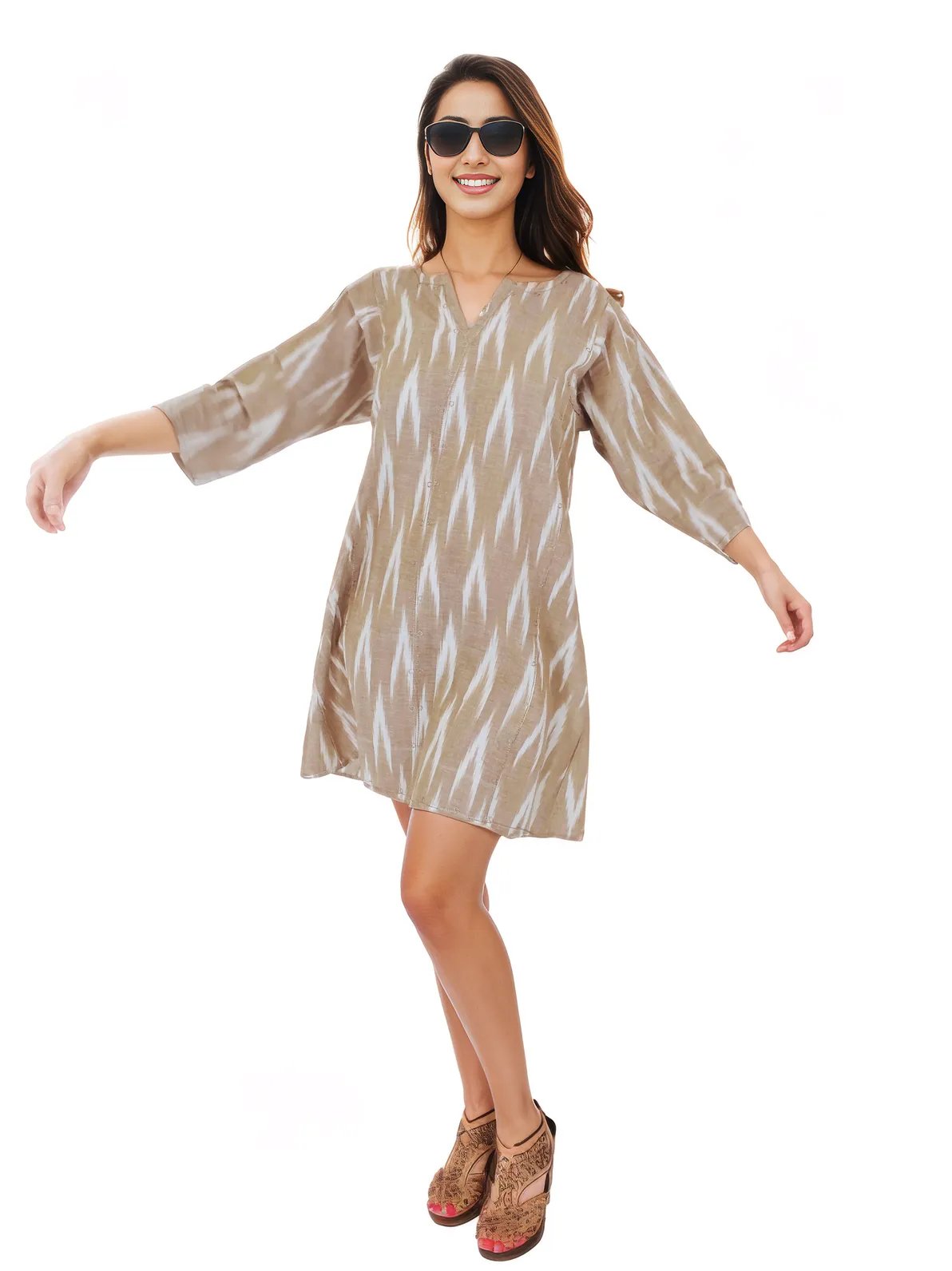 100% Cotton Khaki Kaftan – Lightweight, Breathable & Stylish | Tenku Designs - Tenku Designs