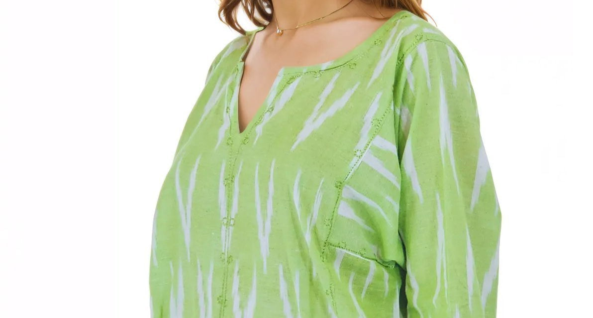 100% Cotton Lime Green Kaftan – Lightweight, Breathable & Stylish | Tenku Designs - Tenku Designs