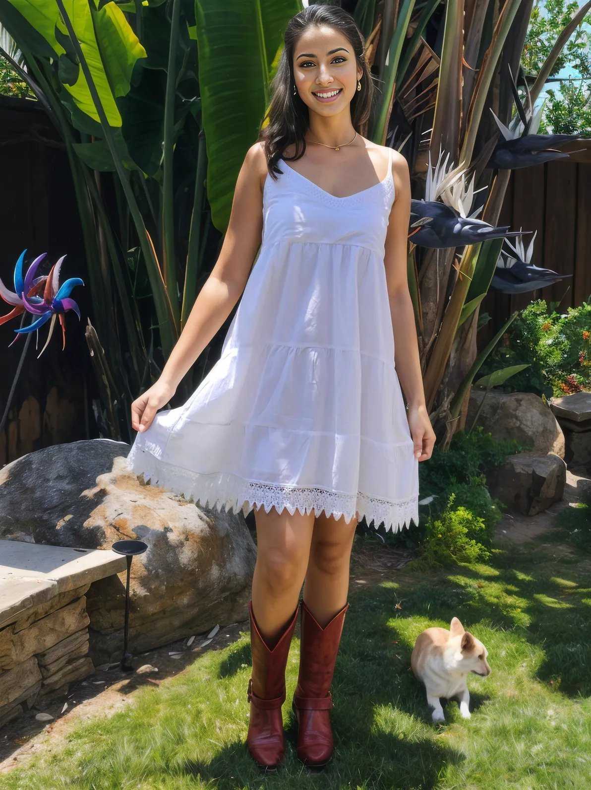 100% Cotton White Dress Adjustable Straps - Tenku Designs
