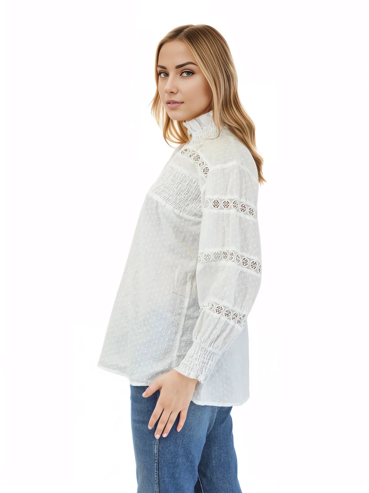 100% Cotton White Embroidered Blouse - Tenku Designs