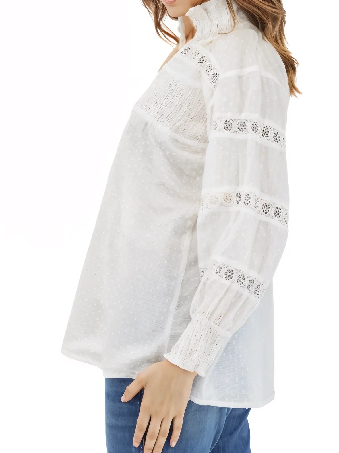 100% Cotton White Embroidered Blouse - Tenku Designs