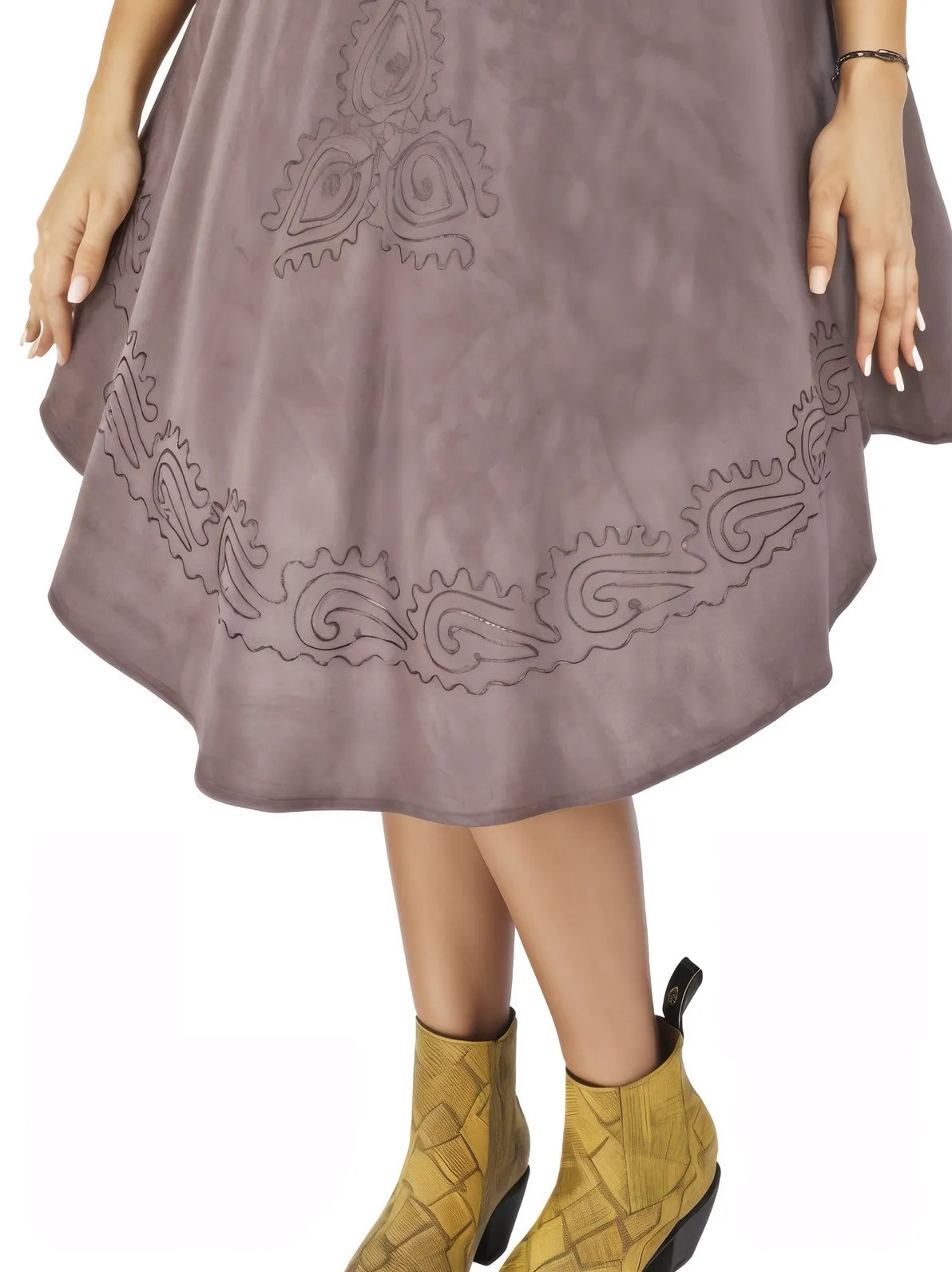 Antiqued Brown Boho Flowy Dress – Loose Fit Tenku Designs - Tenku Designs