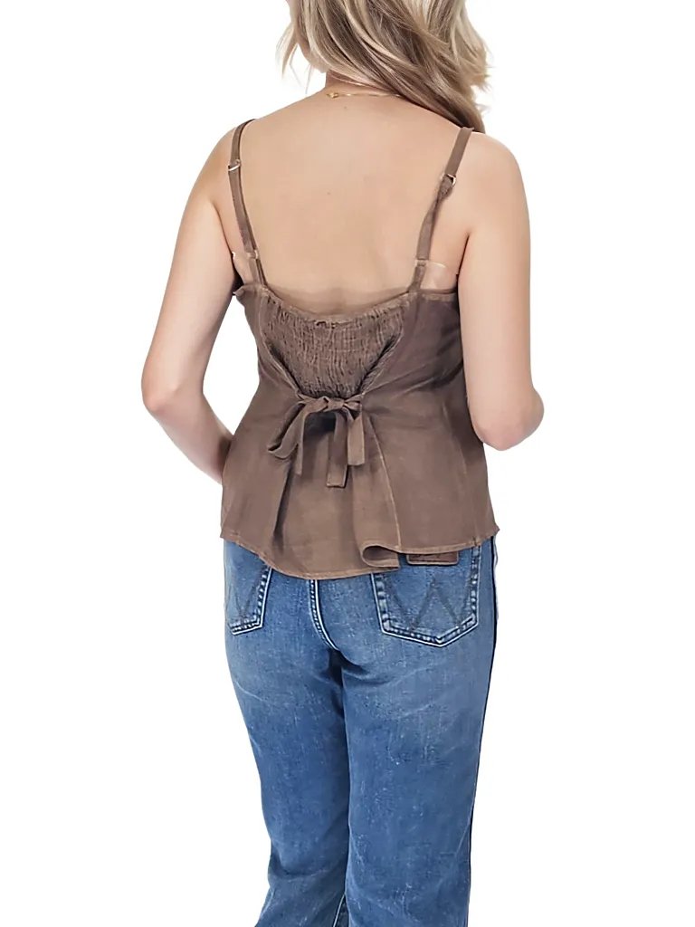 Antiqued Brown Boho Hand - Dyed Lace Crop Top – Stretch Fit | Tenku Designs - Tenku Designs