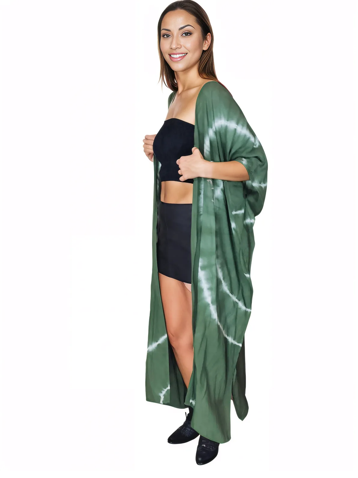 Antiqued Green Boho Tie - Dye Cardigan | Cozy & Chic - Tenku Designs