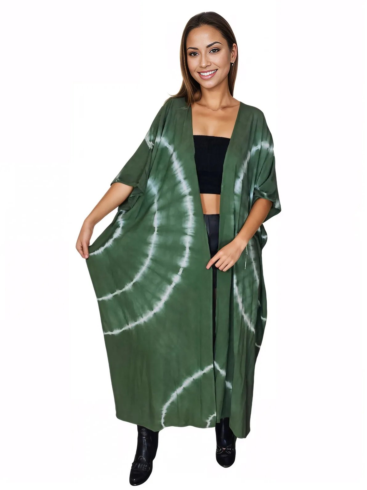 Antiqued Green Boho Tie - Dye Cardigan | Cozy & Chic - Tenku Designs