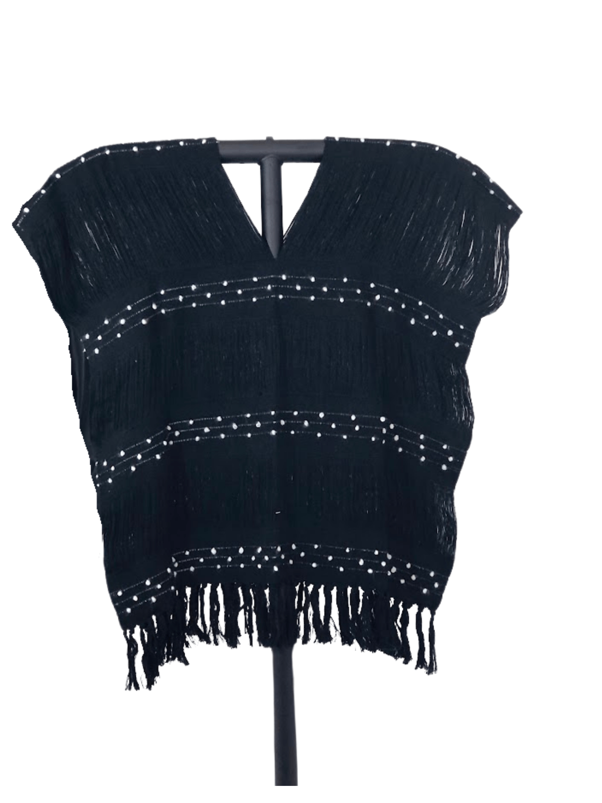 Authentic Handwoven Backstrap Loom Top with Brocade – Artisan - Made Blouse Long Black - Tenku Designs