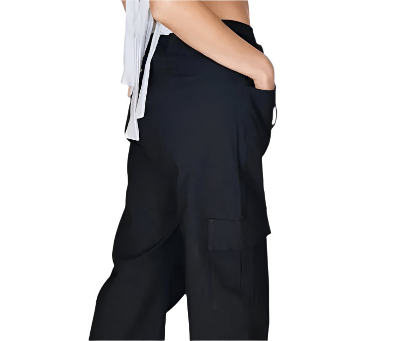 Black Oversized Cargo Pants – Stretchable & Trendy - Tenku Designs