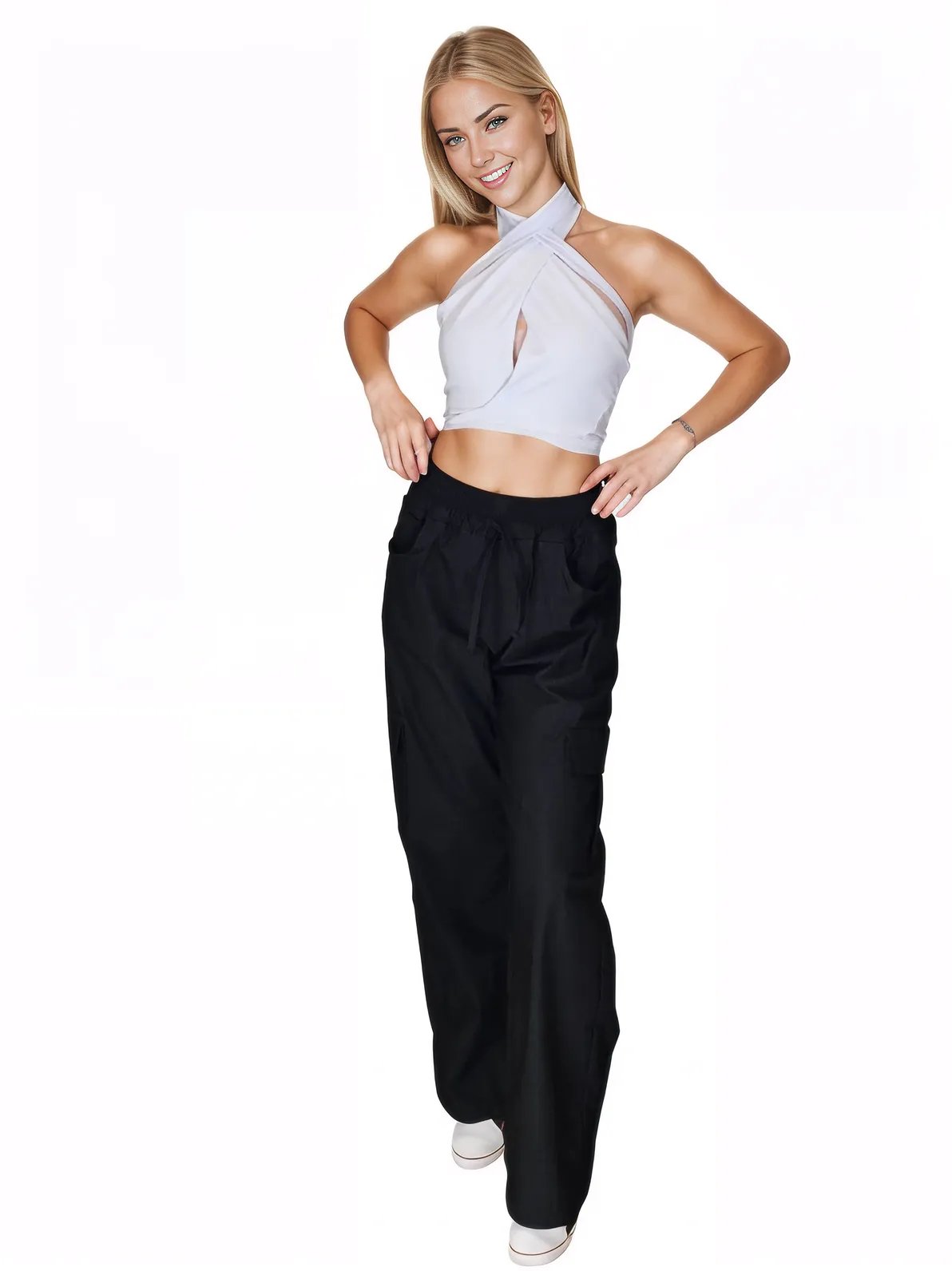 Black Oversized Cargo Pants – Stretchable & Trendy - Tenku Designs