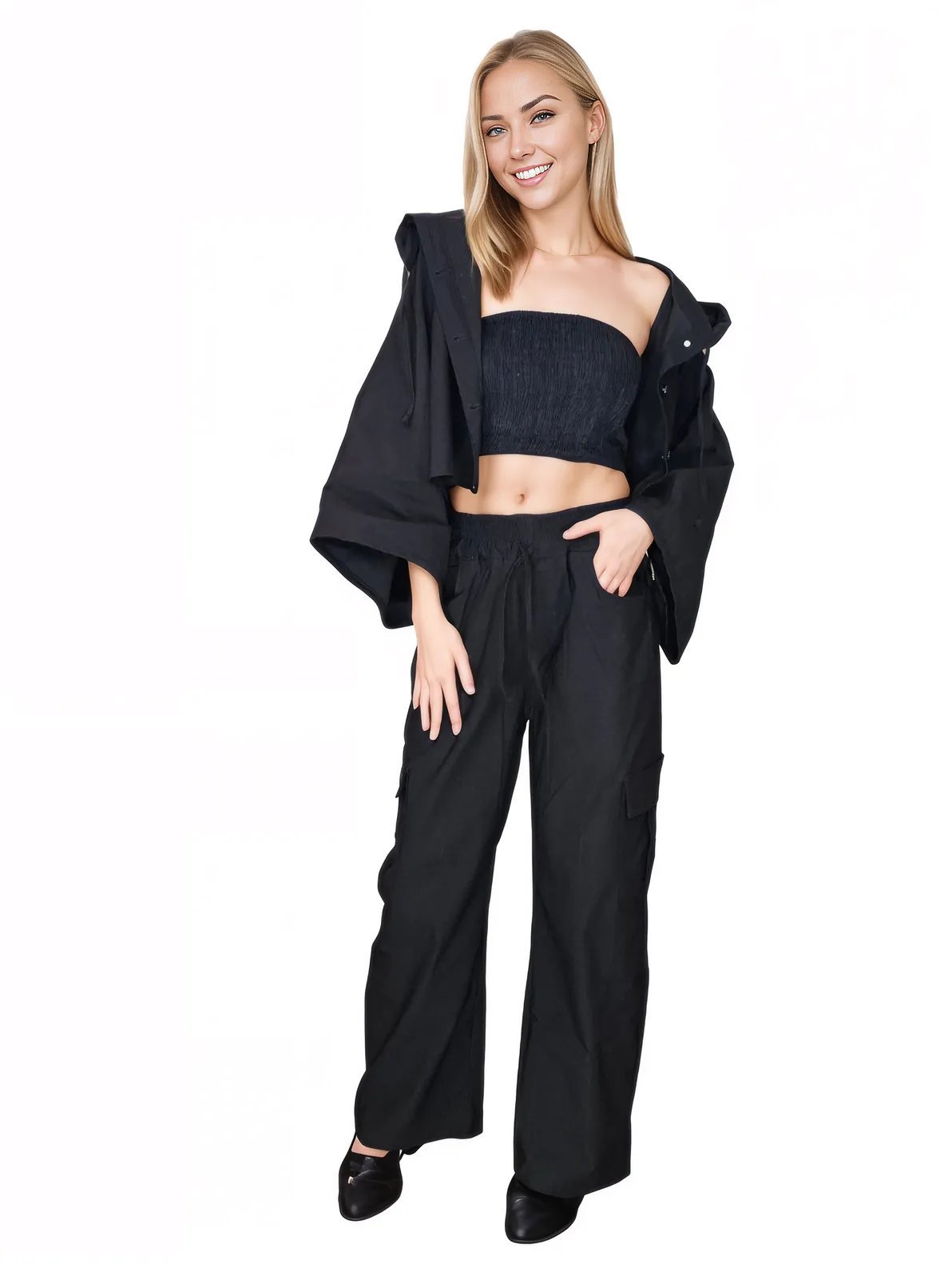 Black Oversized Cropped Hoodie – Stretchy, Cozy & Effortlessly Stylish - Tenku Designs