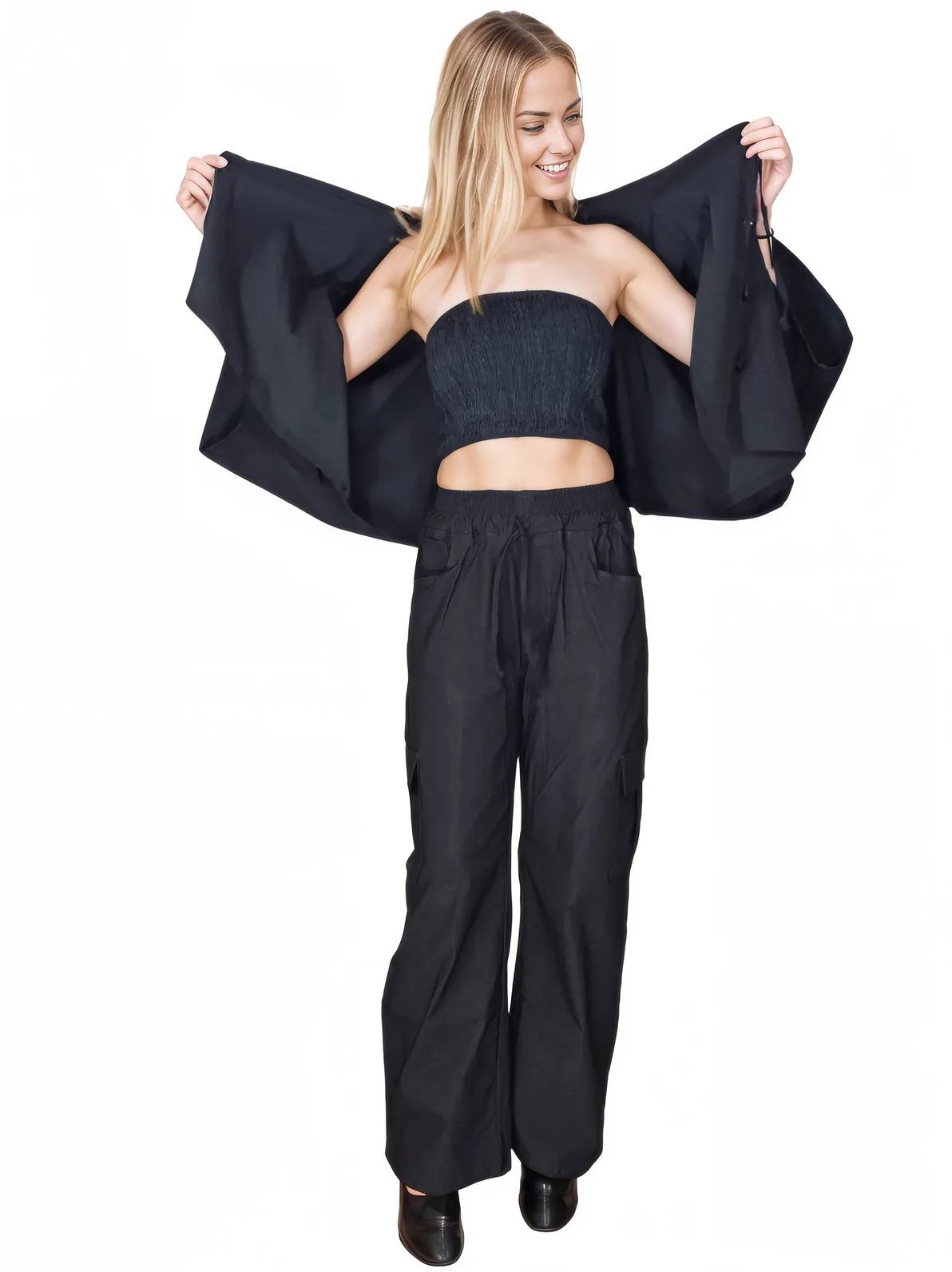 Black Oversized Cropped Hoodie – Stretchy, Cozy & Effortlessly Stylish - Tenku Designs