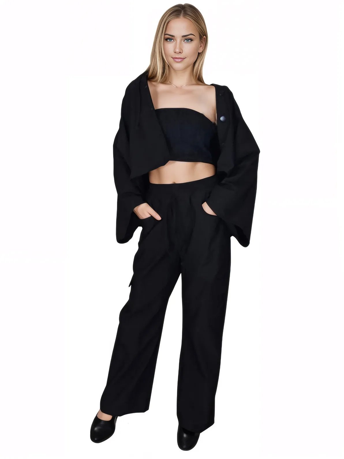 Black Oversized Cropped Hoodie – Stretchy, Cozy & Effortlessly Stylish - Tenku Designs