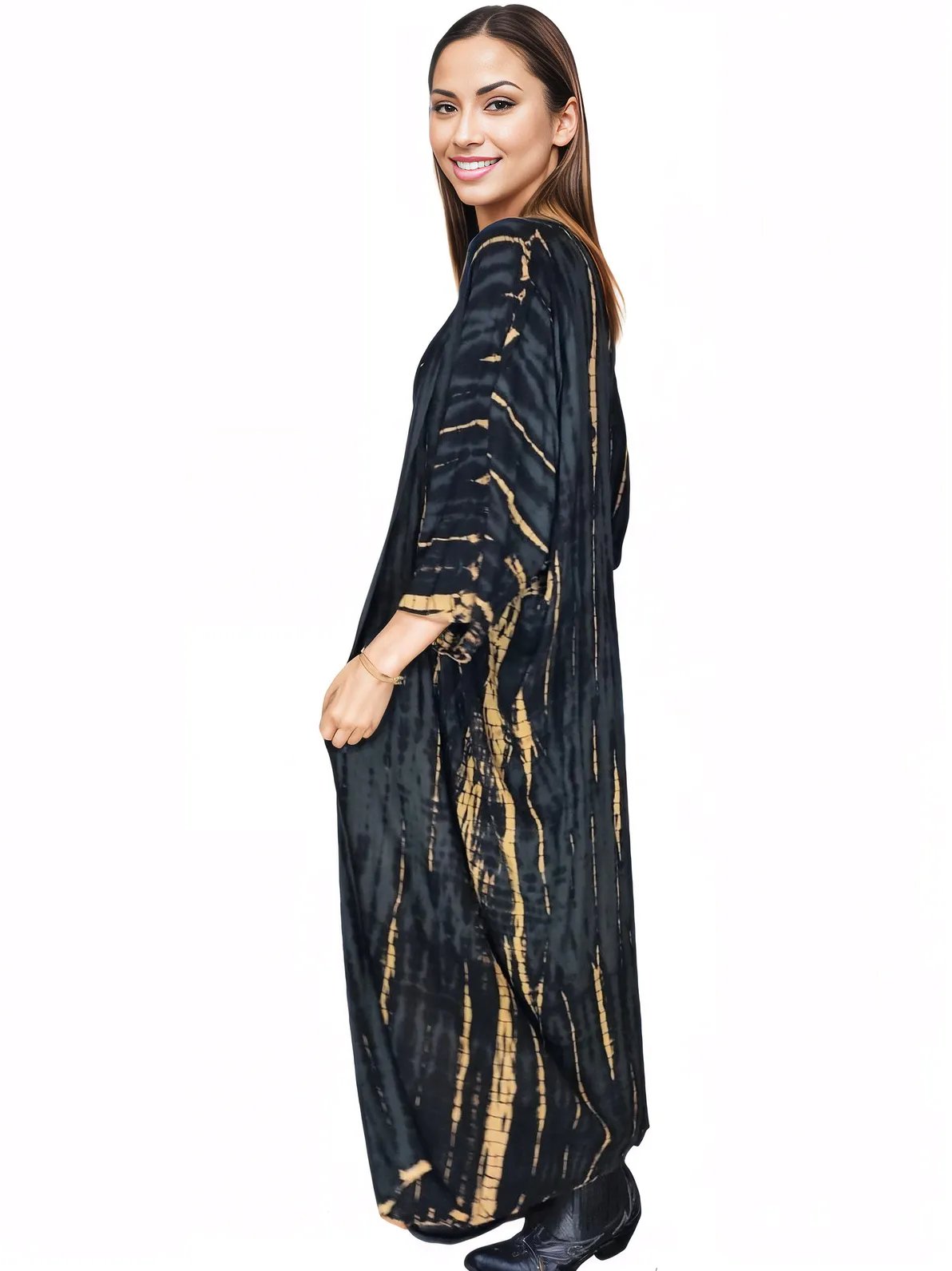 Black/Khaki Boho Tie - Dye Cardigan | Cozy & Chic - Tenku Designs