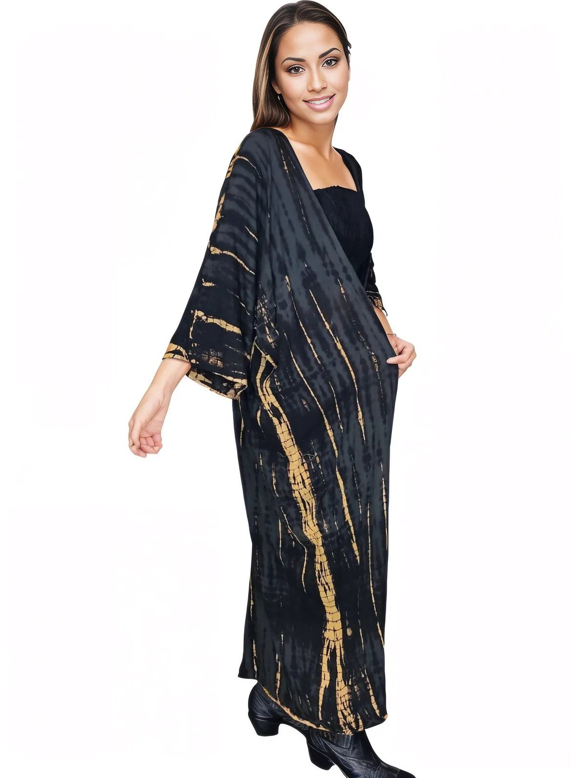 Black/Khaki Boho Tie - Dye Cardigan | Cozy & Chic - Tenku Designs