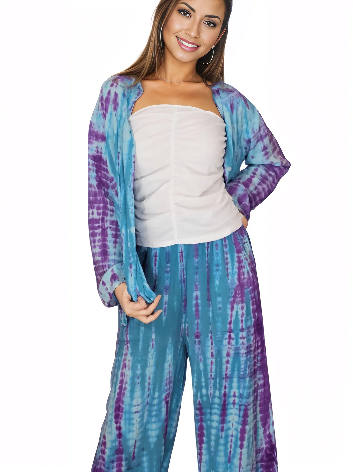 Blue Boho Tie - Dye Pants Set – Cozy, Chic & Effortlessly Stylish - Tenku Designs
