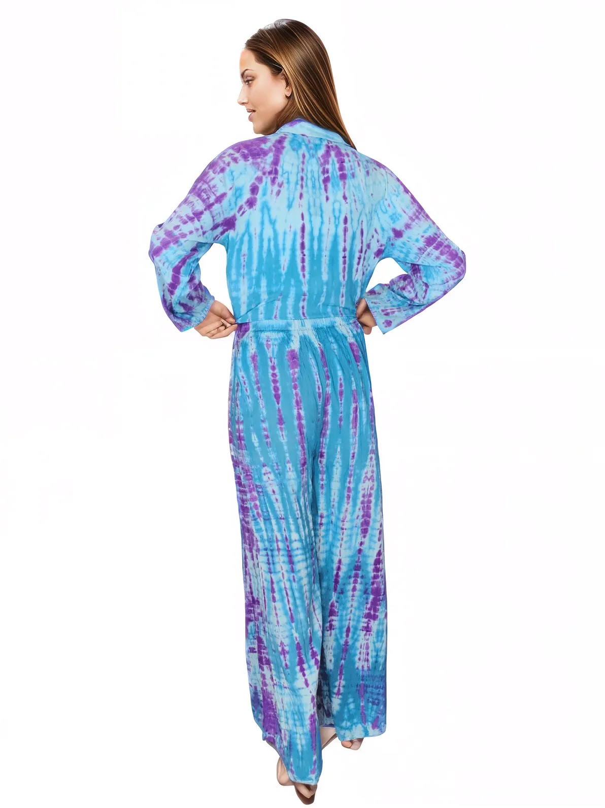 Blue Boho Tie - Dye Pants Set – Cozy, Chic & Effortlessly Stylish - Tenku Designs