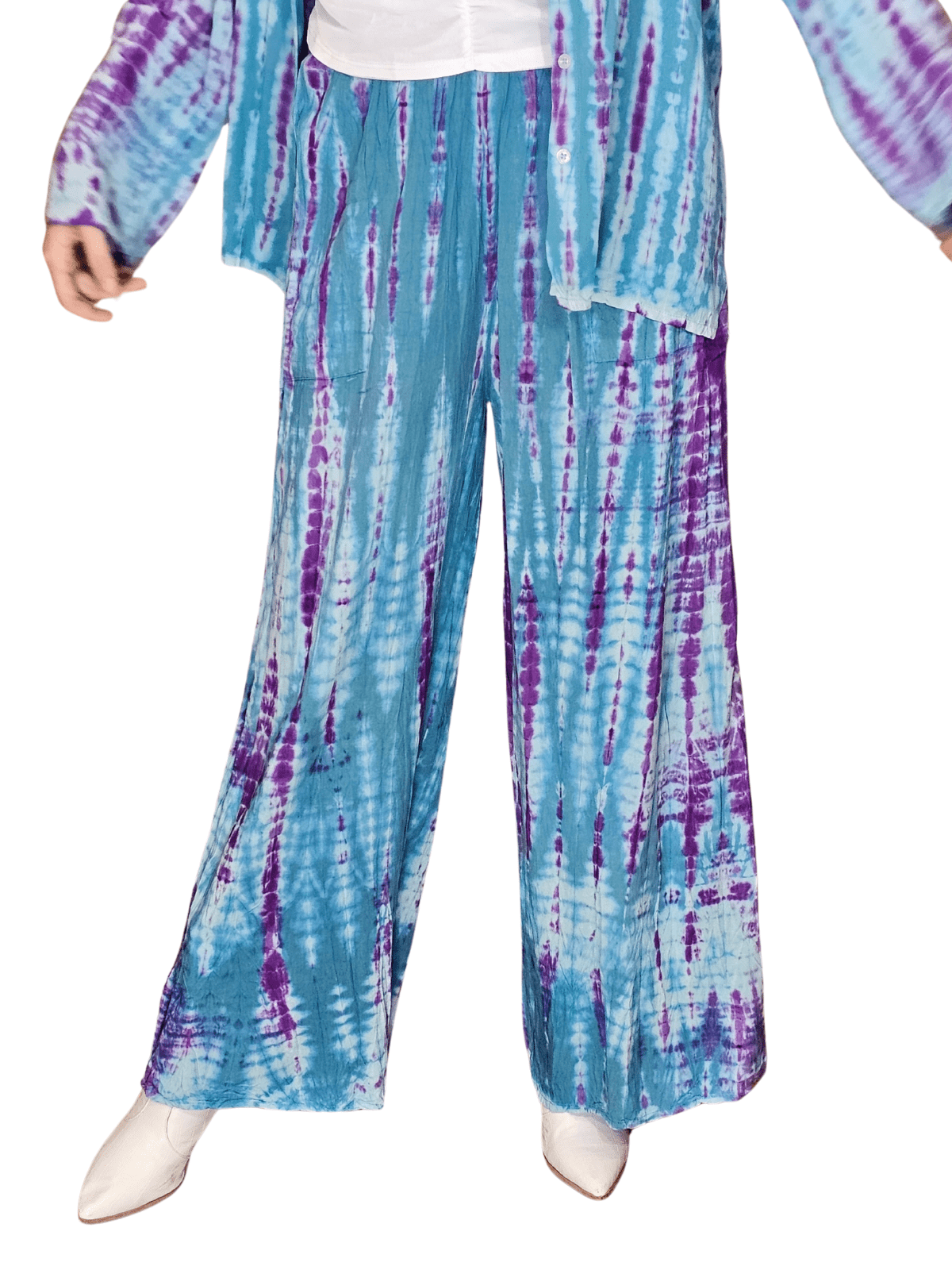 Blue Boho Tie - Dye Pants Set – Cozy, Chic & Effortlessly Stylish - Tenku Designs