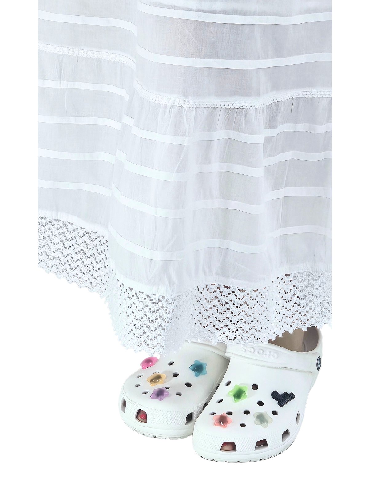 Bohemian 100% Cotton White Maxi Skirt Size Range S - XXL - Tenku Designs