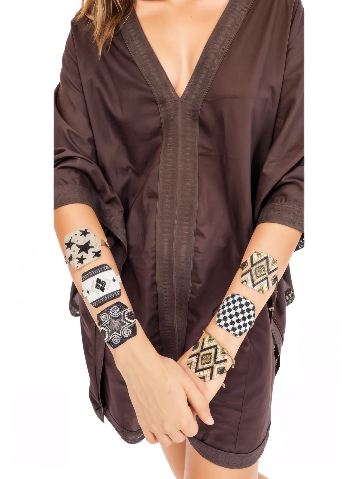 BOHO Cotton Dusty Antiqued Bown Dress - Tenku Designs