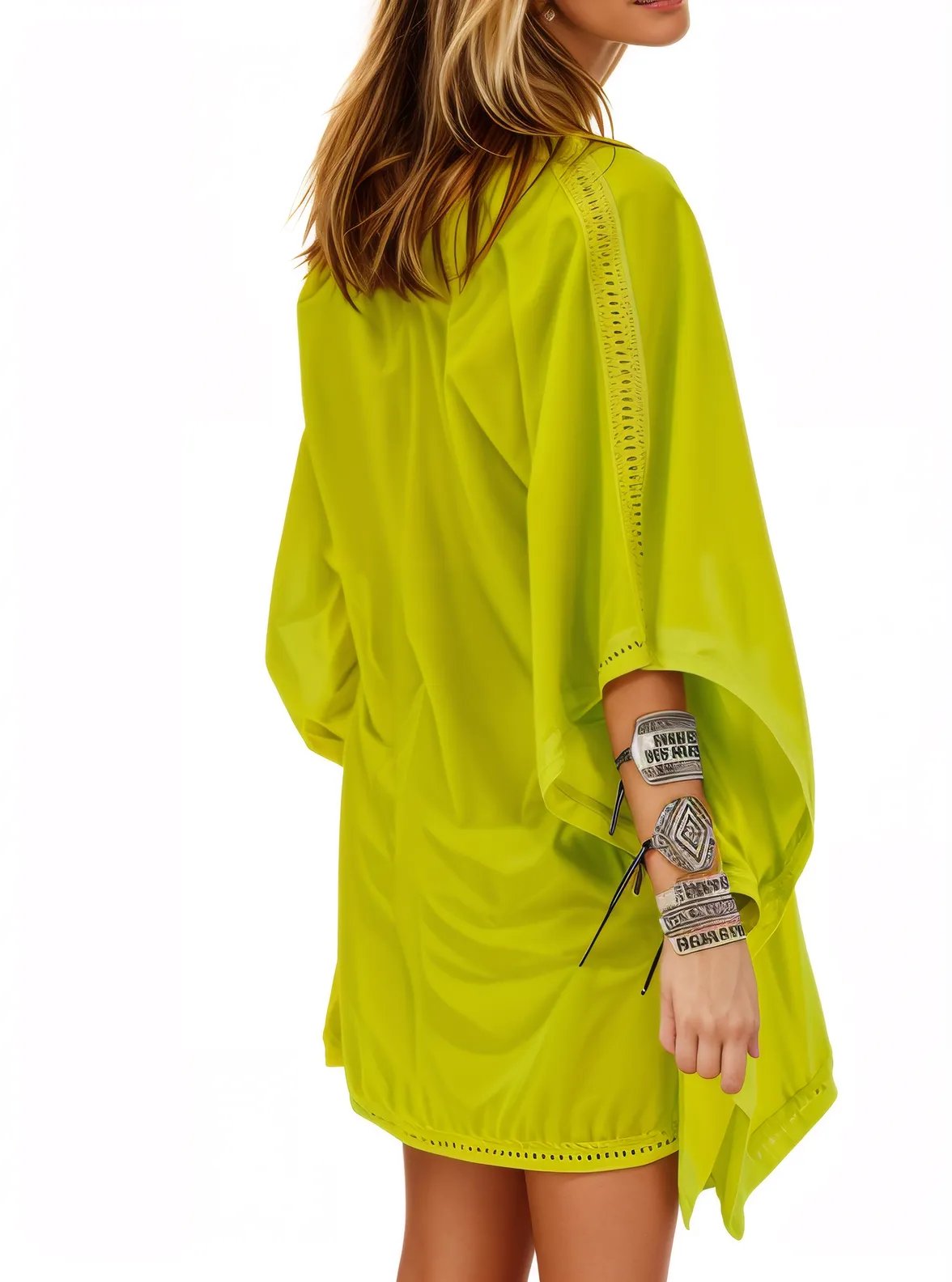 BOHO Cotton Lime Green Dress - Tenku Designs