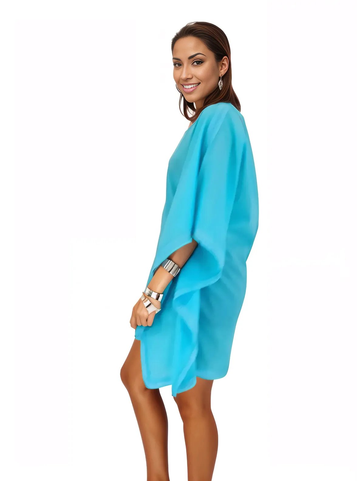 BOHO Kaftan Cotton Dress Blue - Tenku Designs