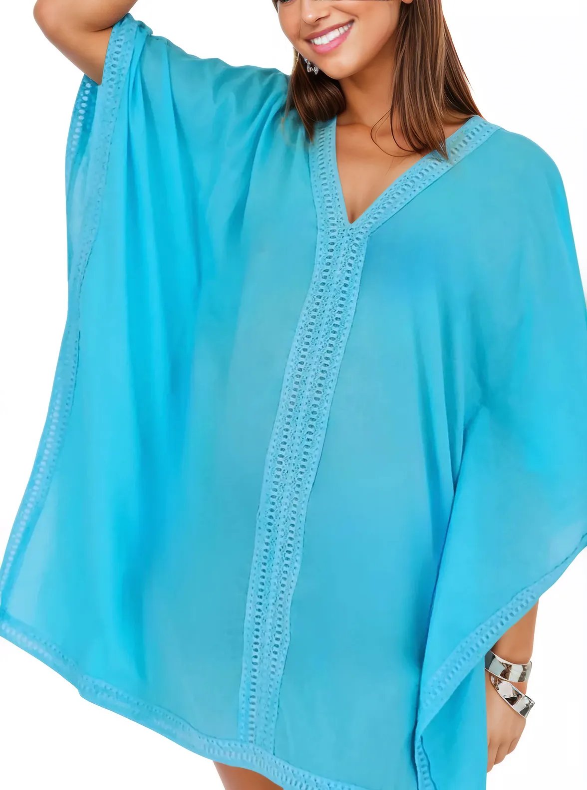 BOHO Kaftan Cotton Dress Blue - Tenku Designs