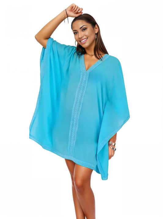 BOHO Kaftan Cotton Dress Blue - Tenku Designs