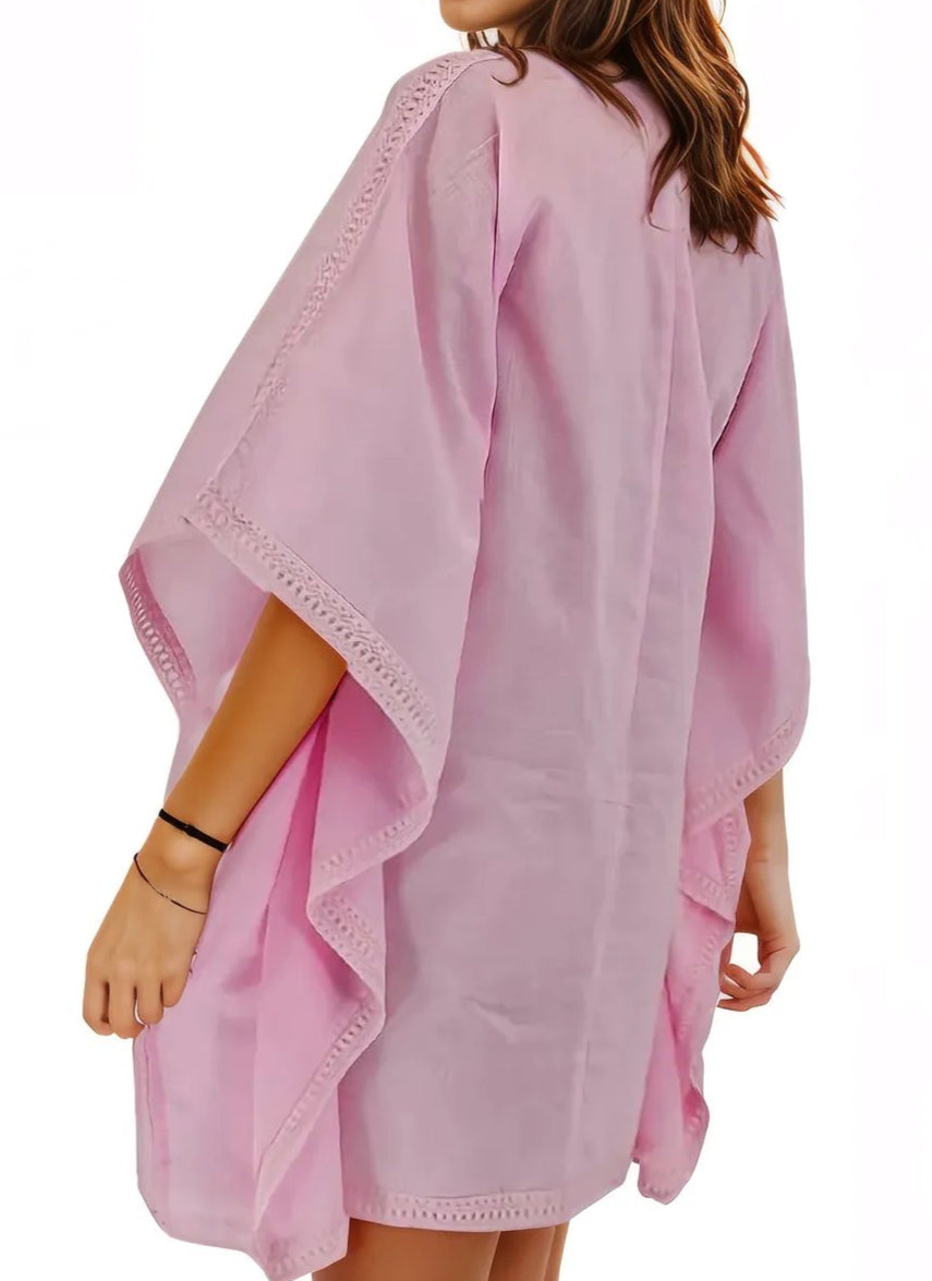 BOHO Kaftan Cotton Light Pink Dress - Tenku Designs