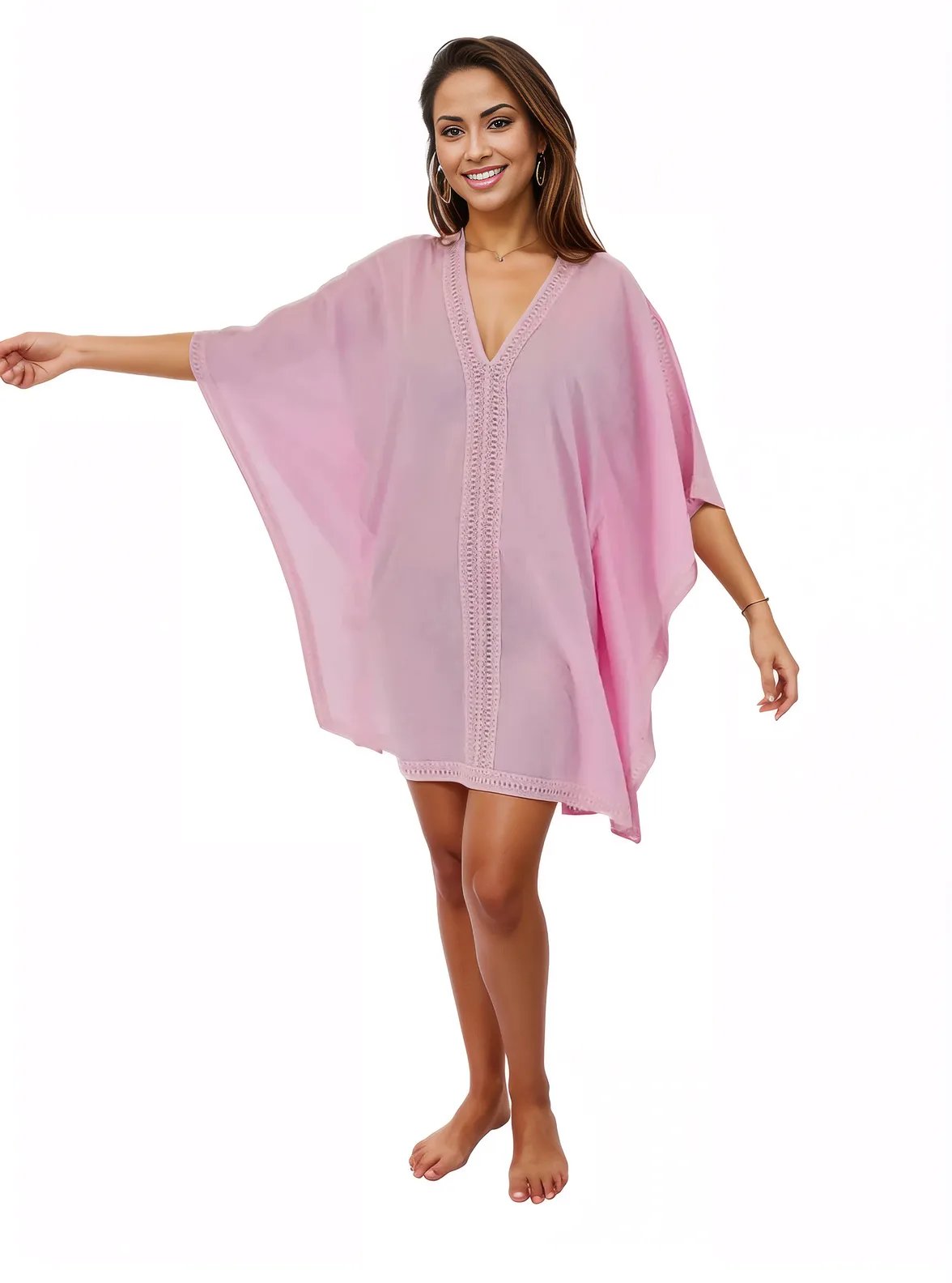 BOHO Kaftan Cotton Light Pink Dress - Tenku Designs