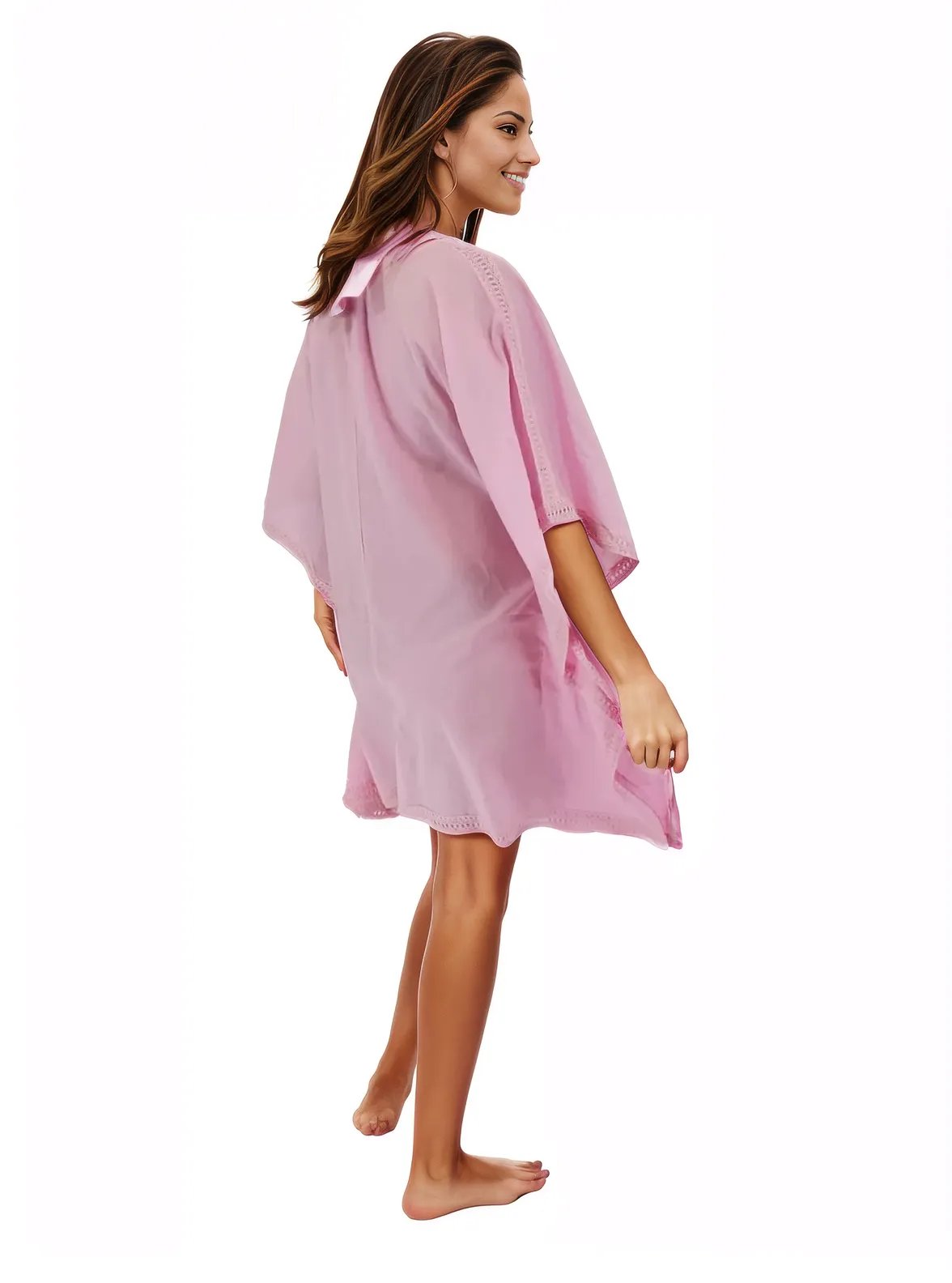 BOHO Kaftan Cotton Light Pink Dress - Tenku Designs