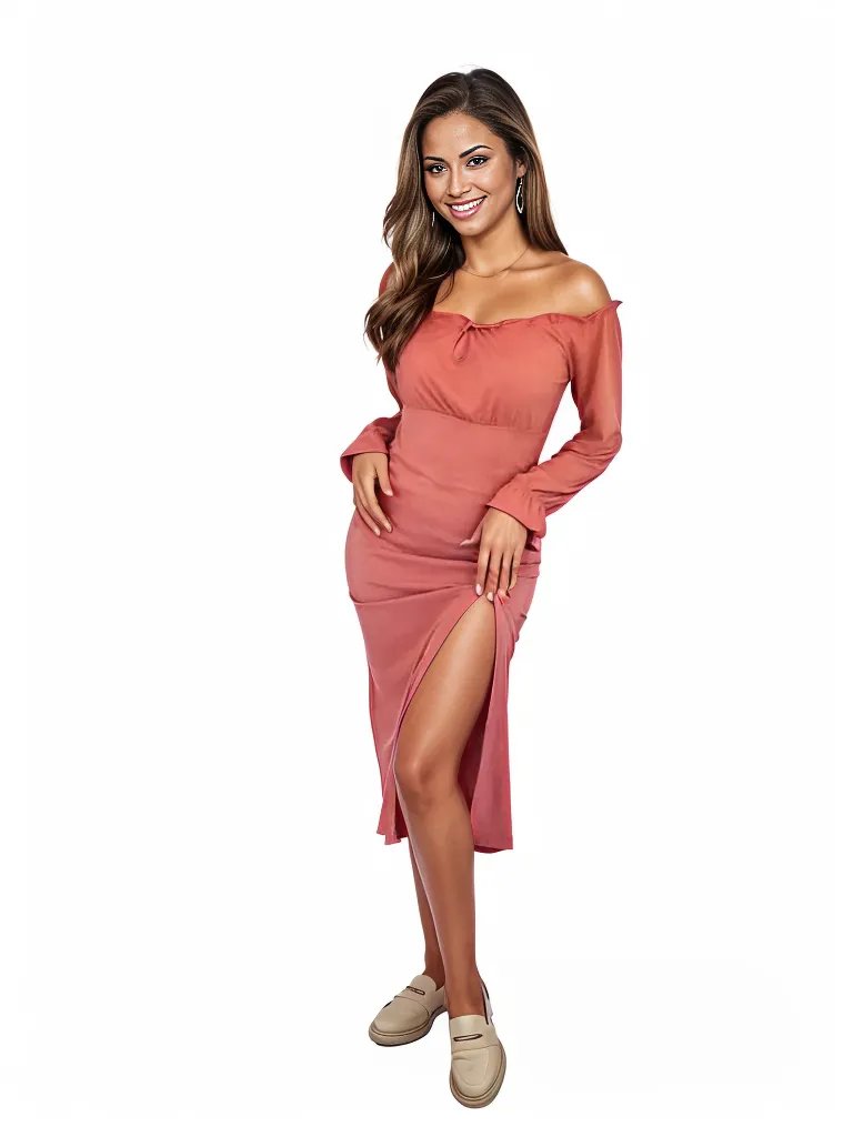 Boho Off - Shoulder Bodycon Dress with Side Slit Mauve - Tenku Designs
