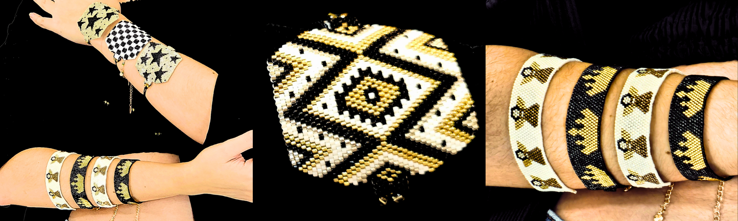 Wixarika Miyuki Beaded Bracelets – Handmade Mexican Huichol Jewelry "Corona"