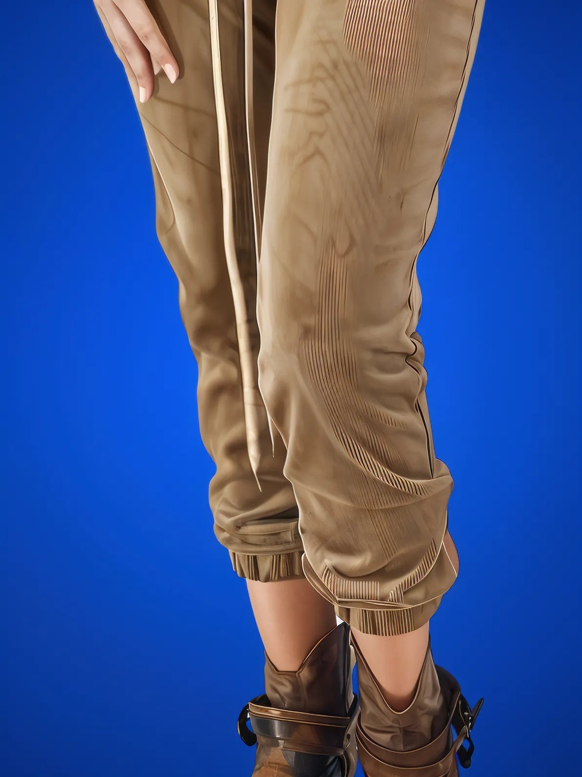 Buttery Soft Corduroy Jogger Pants with Adjustable Waistband & Gold Accents Khaki - Tenku Designs