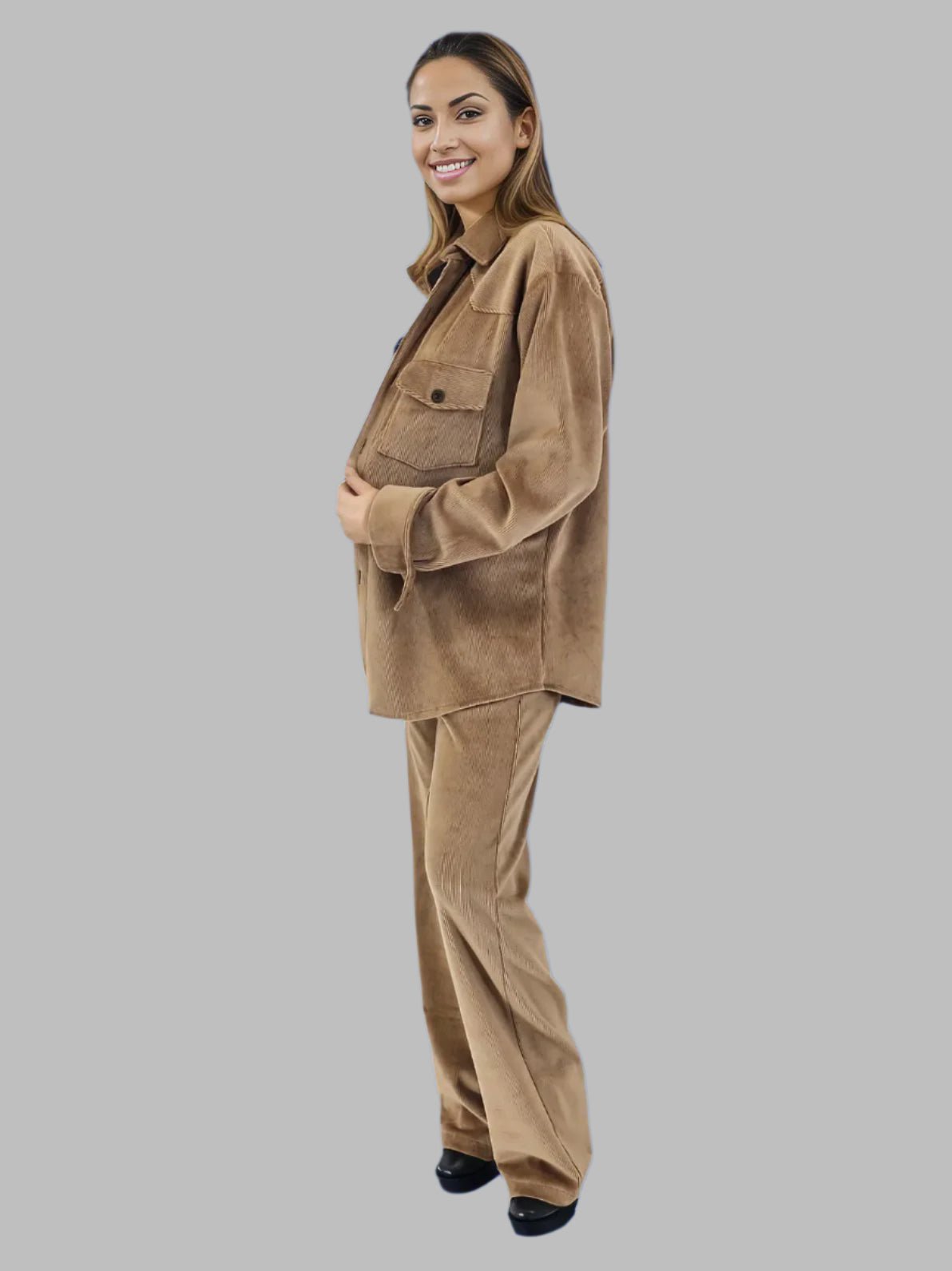 Buttery Soft Oversized Corduroy Shirt – Luxe Comfort with Country - Chic Style Khaki - Tenku Designs
