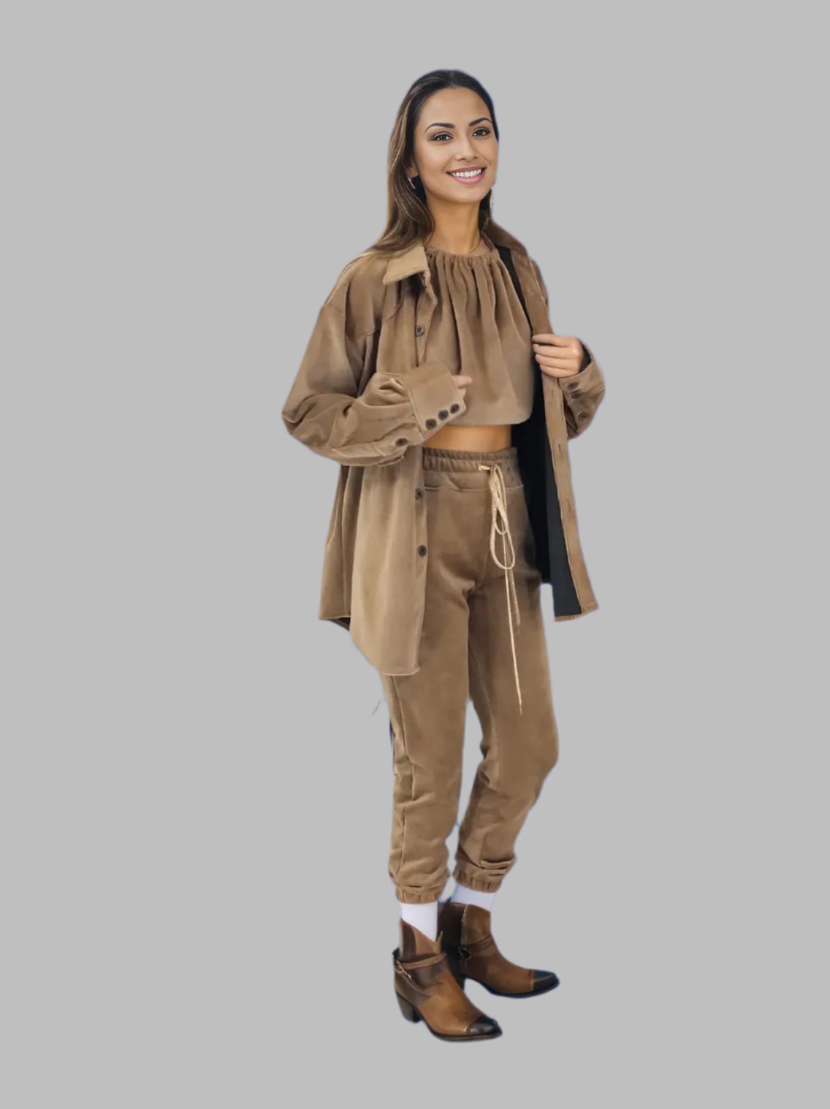 Buttery Soft Oversized Corduroy Shirt – Luxe Comfort with Country - Chic Style Khaki - Tenku Designs