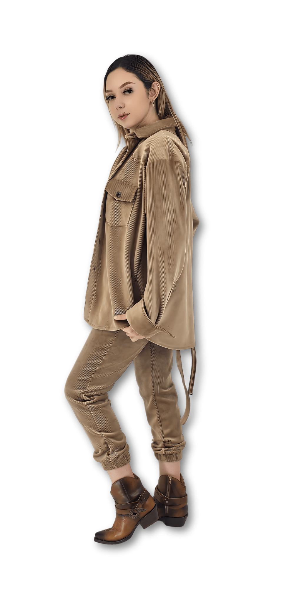 Buttery Soft Oversized Corduroy Shirt – Luxe Comfort with Country - Chic Style Khaki - Tenku Designs