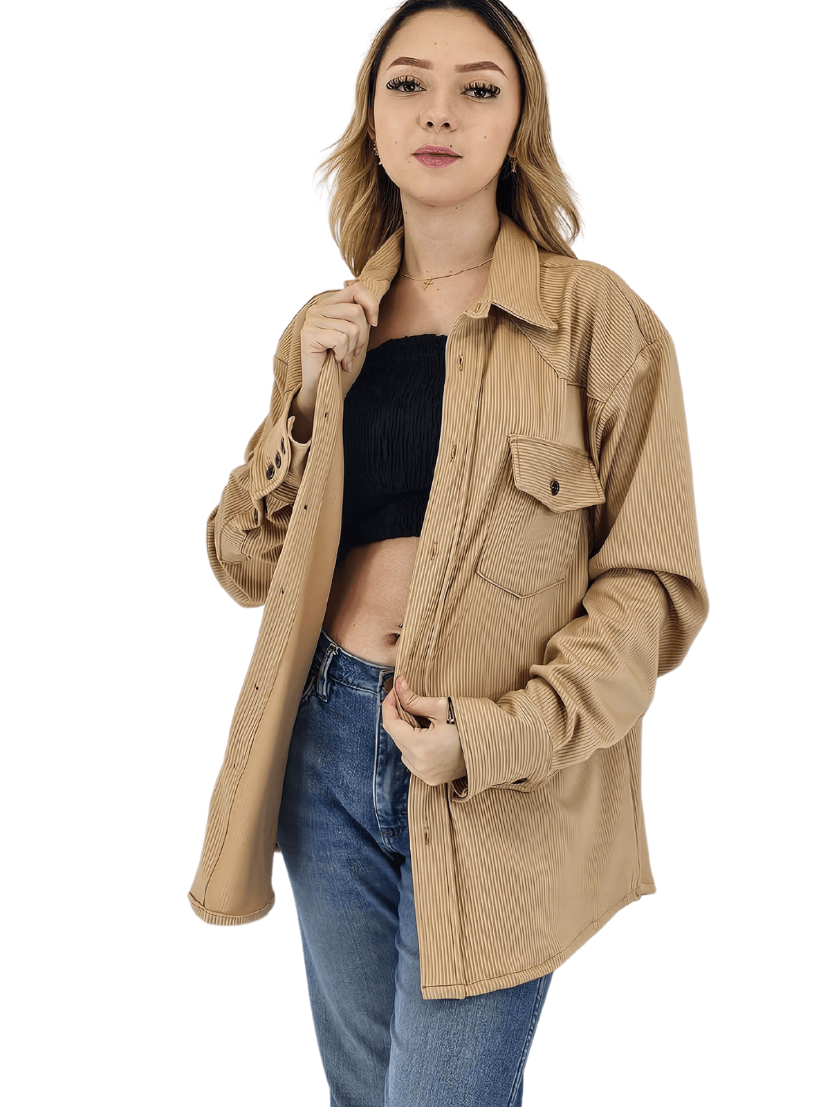 Buttery Soft Oversized Ribbed Shirt – Luxe Comfort with Country - Chic Style Khaki - Tenku Designs