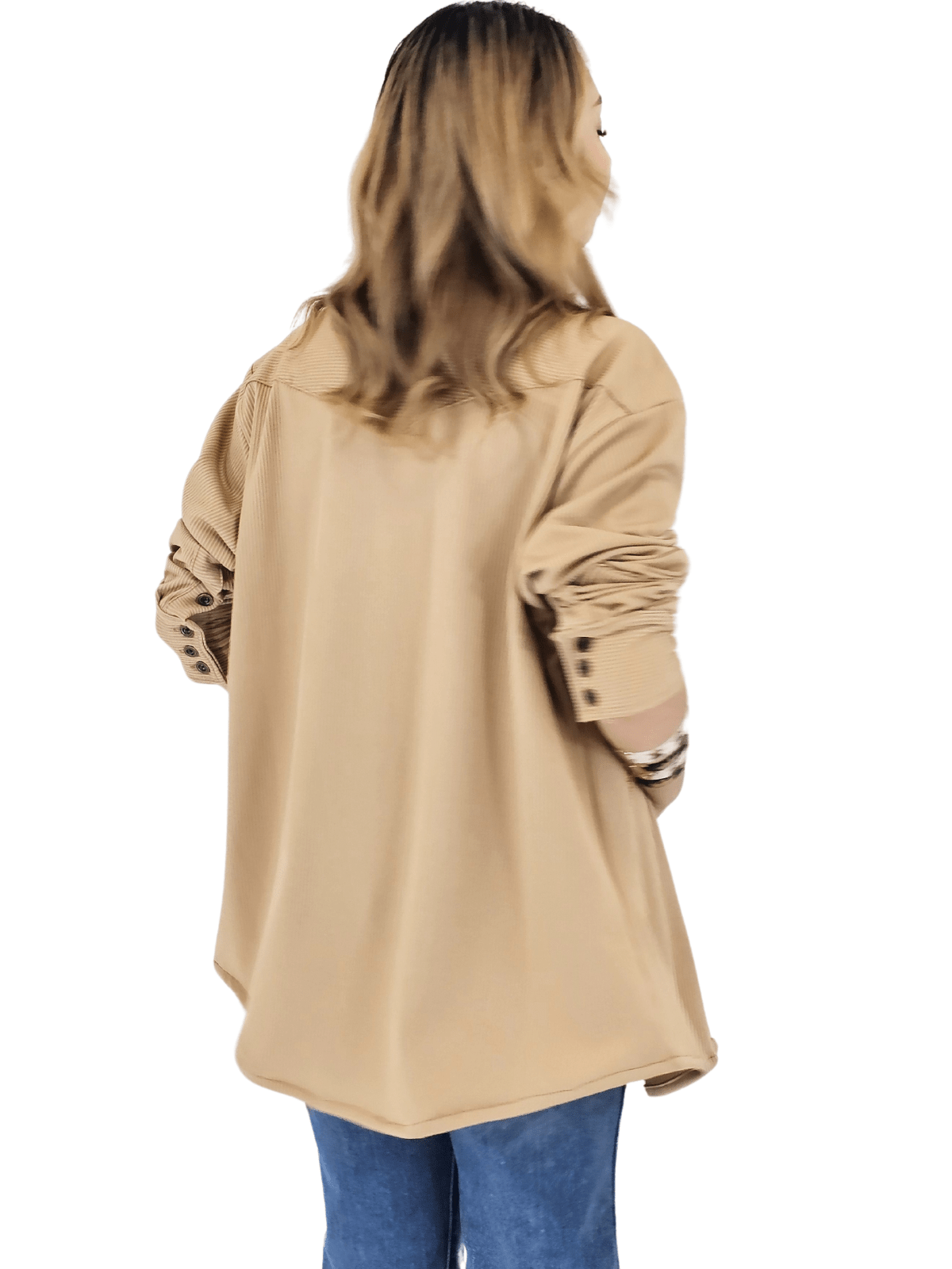 Buttery Soft Oversized Ribbed Shirt – Luxe Comfort with Country - Chic Style Khaki - Tenku Designs