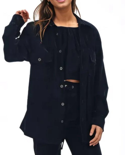 Buttery Soft Oversized Velvet Shirt – Luxe Comfort with Country - Chic Style Black - Tenku Designs