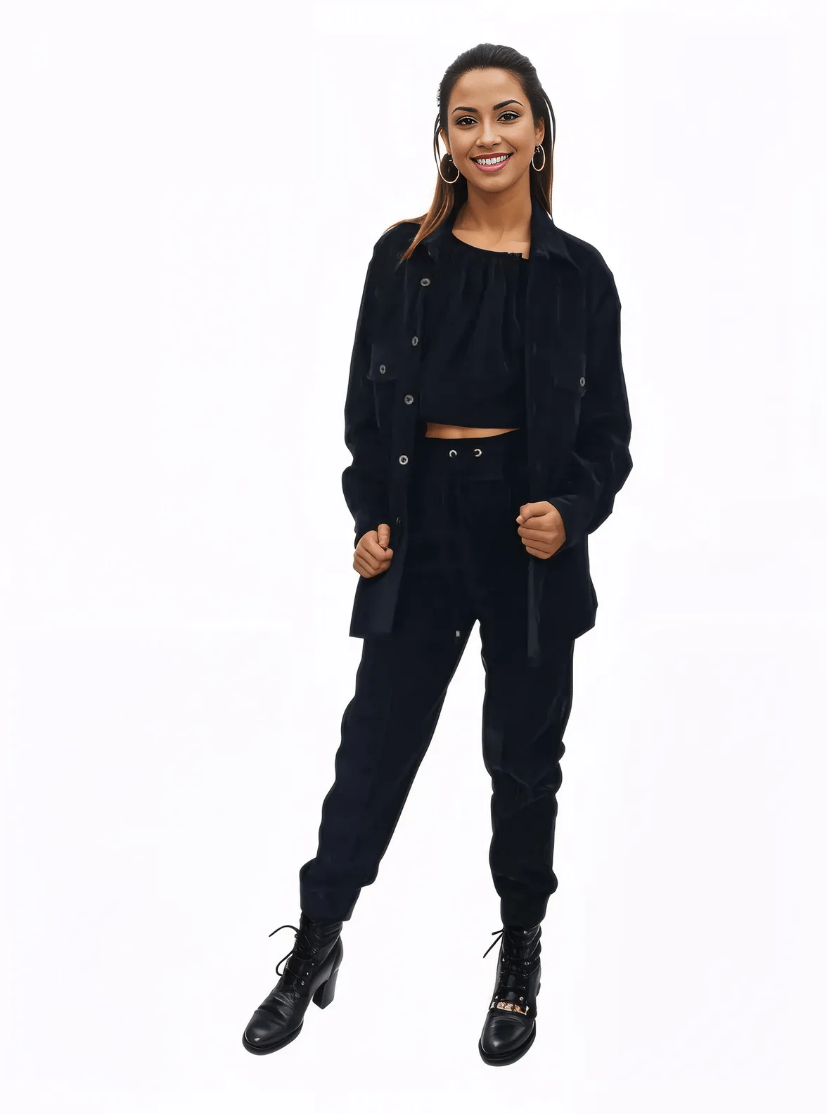 Buttery Soft Oversized Velvet Shirt – Luxe Comfort with Country - Chic Style Black - Tenku Designs