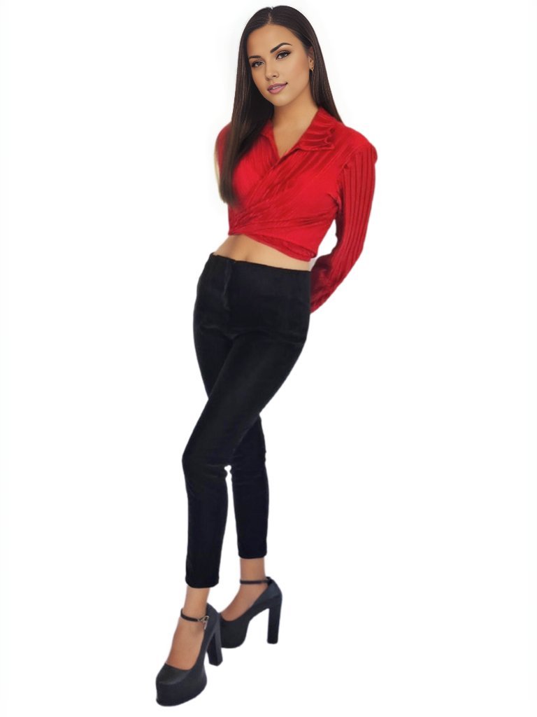 Buttery Soft Velvet High - Rise Skinny Pants Black - Tenku Designs