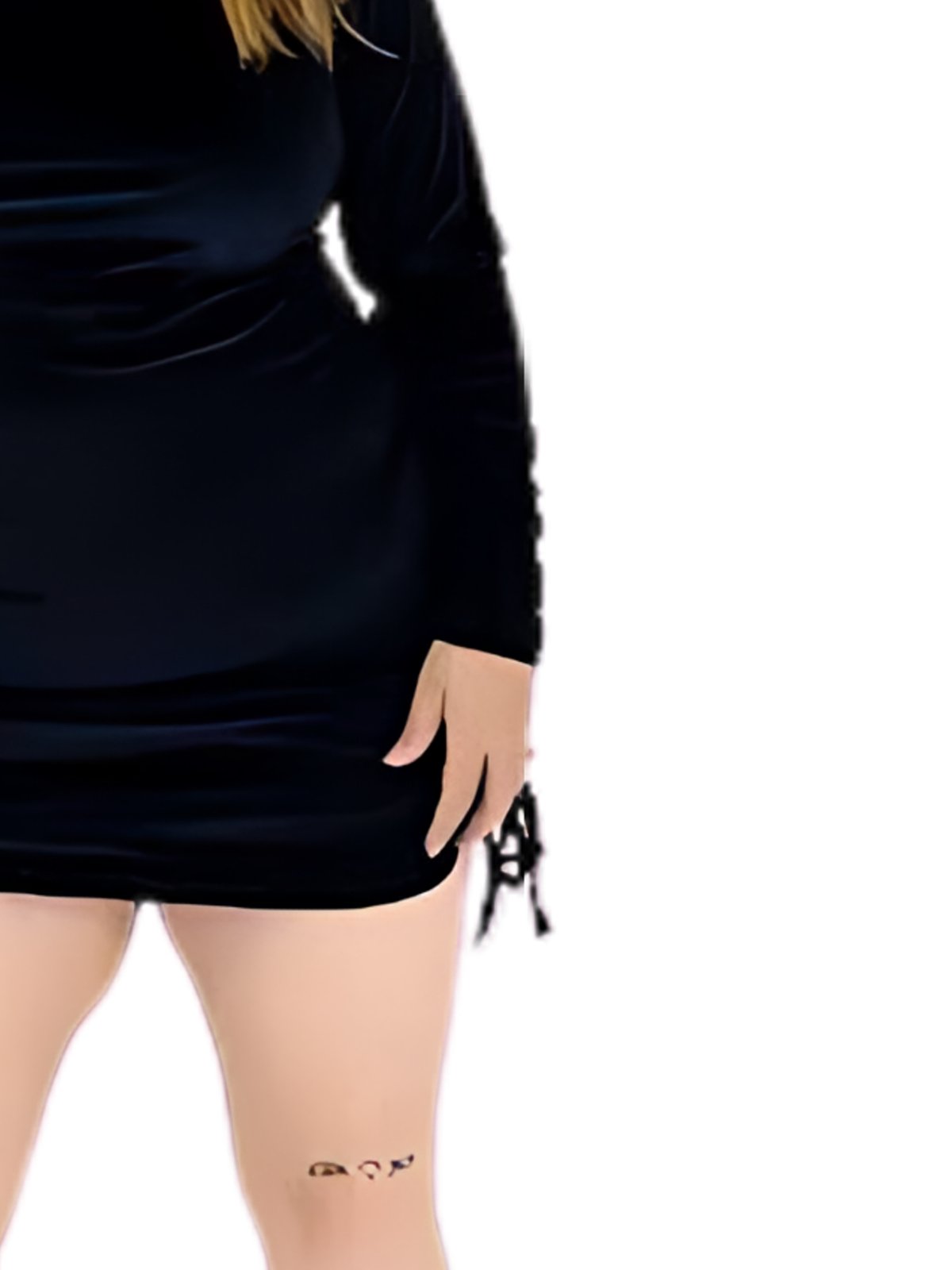 Buttery Soft Velvet Ruched Side Drawstring Long Sleeve Mini Dress – Antique Pink Black - Tenku Designs