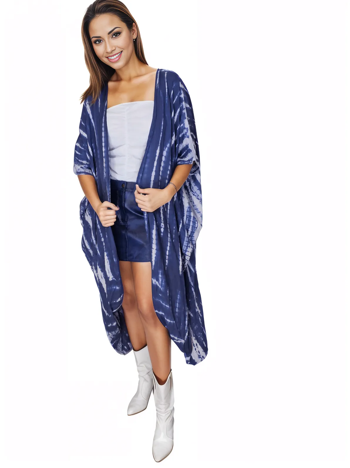 Cobalt Blue Boho Tie - Dye Cardigan | Cozy & Chic - Tenku Designs