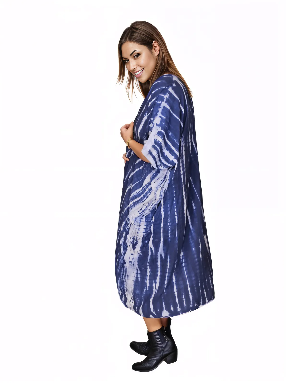Cobalt Blue Boho Tie - Dye Cardigan | Cozy & Chic - Tenku Designs