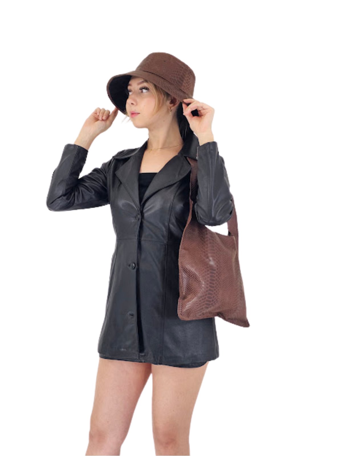 G Bag Crocodile Embossed Brown - Tenku Designs