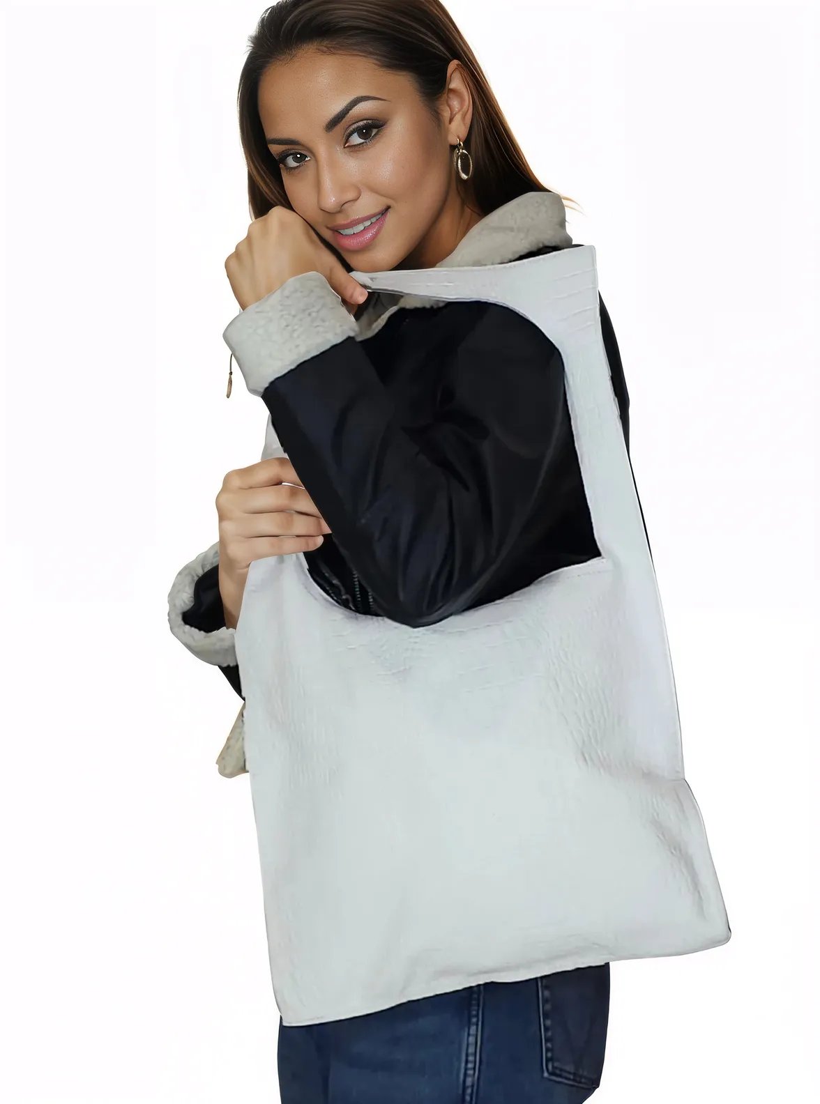 G Bag Crocodile Embossed White - Tenku Designs