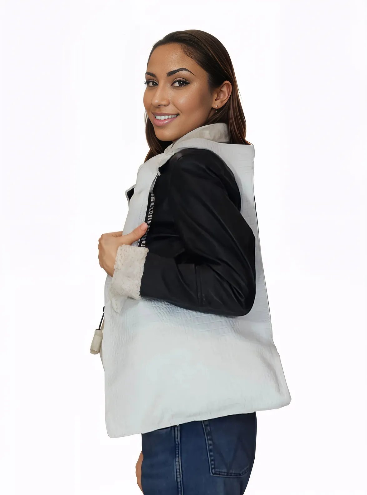 G Bag Crocodile Embossed White - Tenku Designs