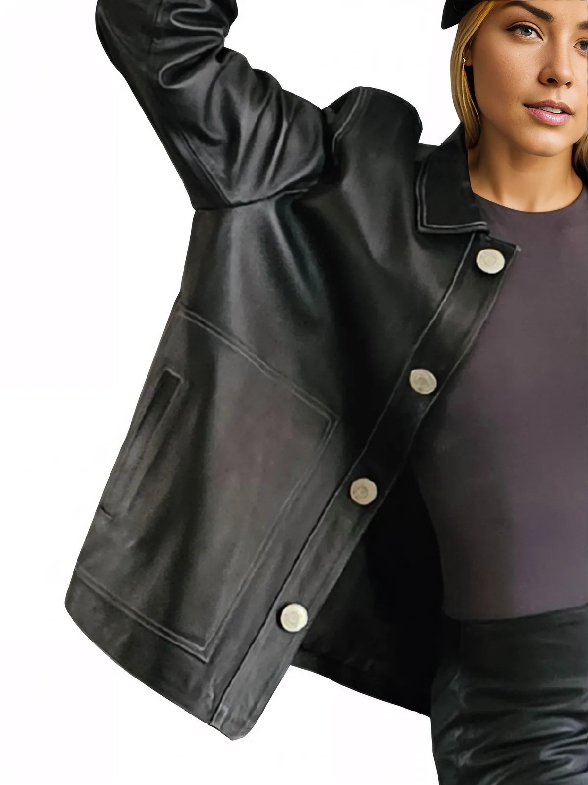 Handcrafted Oversized Sheepskin Leather Trucker Jacket – Stylish & Timeless - Tenku Designs