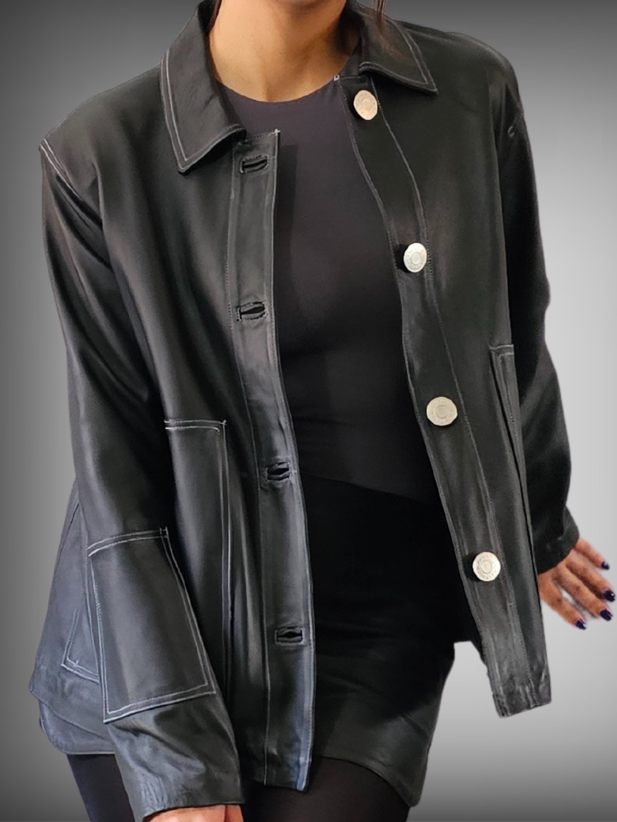 Handcrafted Oversized Sheepskin Leather Trucker Jacket – Stylish & Timeless - Tenku Designs